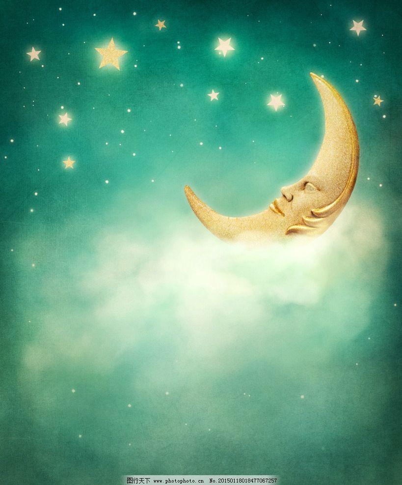 童话月亮 唯美 浪漫 温馨 夜空 星星 动漫动画图片