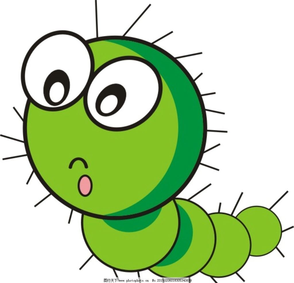 可爱微笑的虫子插图图片-图行天下素材网
