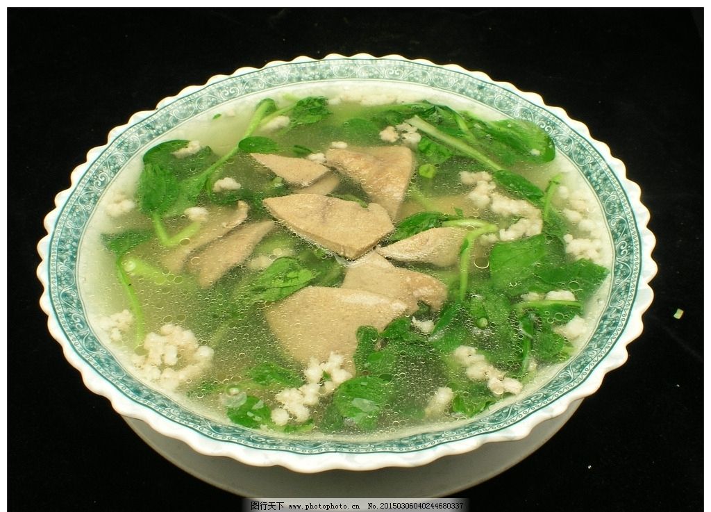 肉沫猪肝青菜汤图片