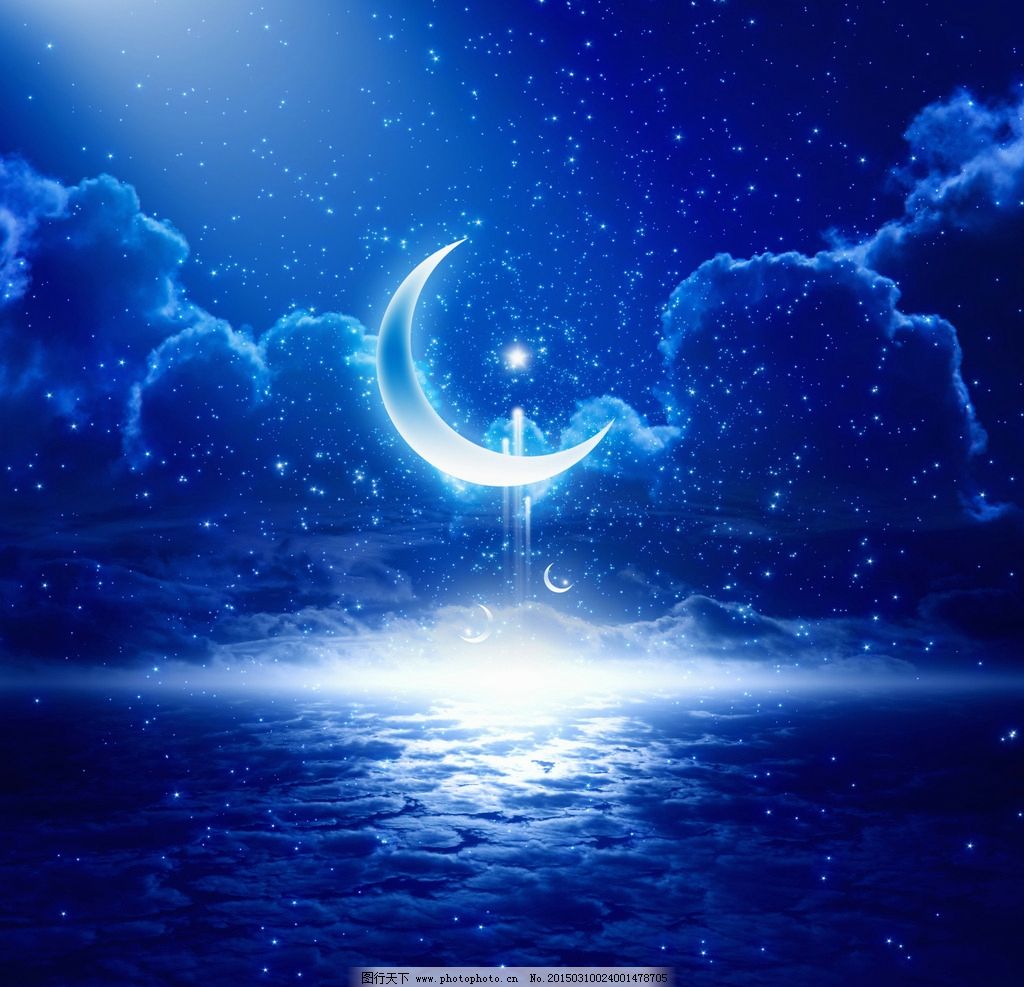 唯美 浪漫 梦幻 夜色 月色 月亮 夜空 夜景 夜晚 星星 月牙 弯月 半月图片