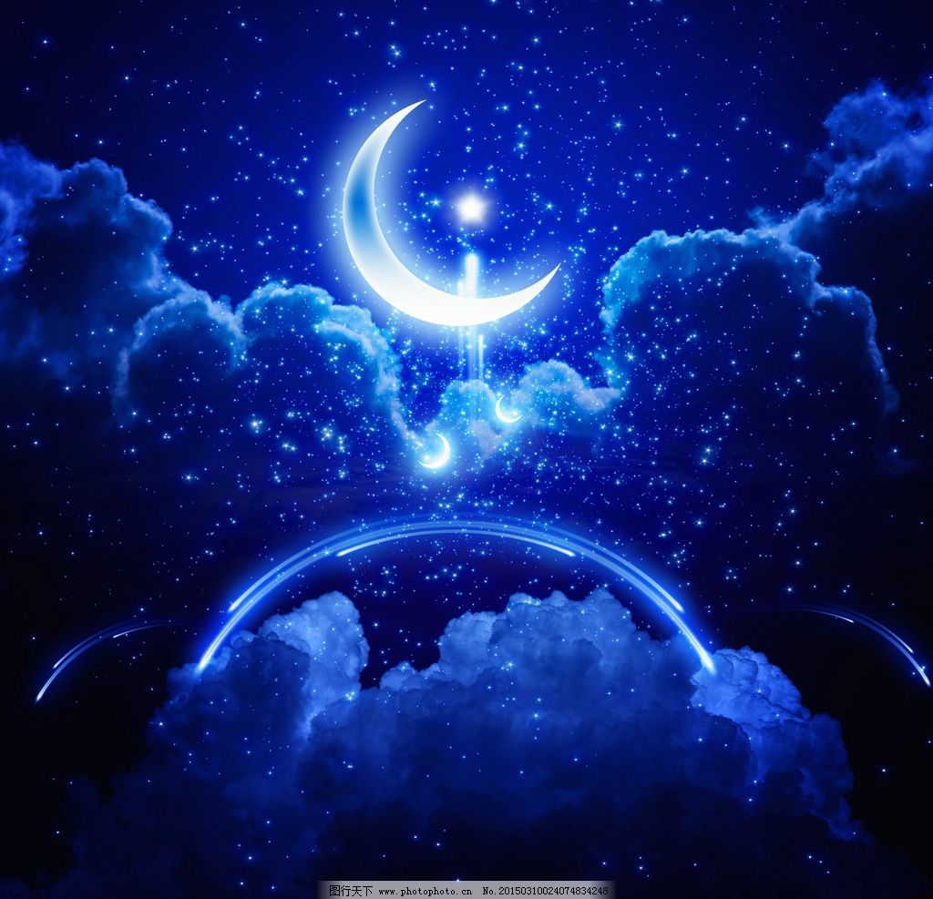唯美 浪漫 梦幻 夜色 月色 月亮 夜空 夜景 夜晚 星星 月牙 弯月 半月图片