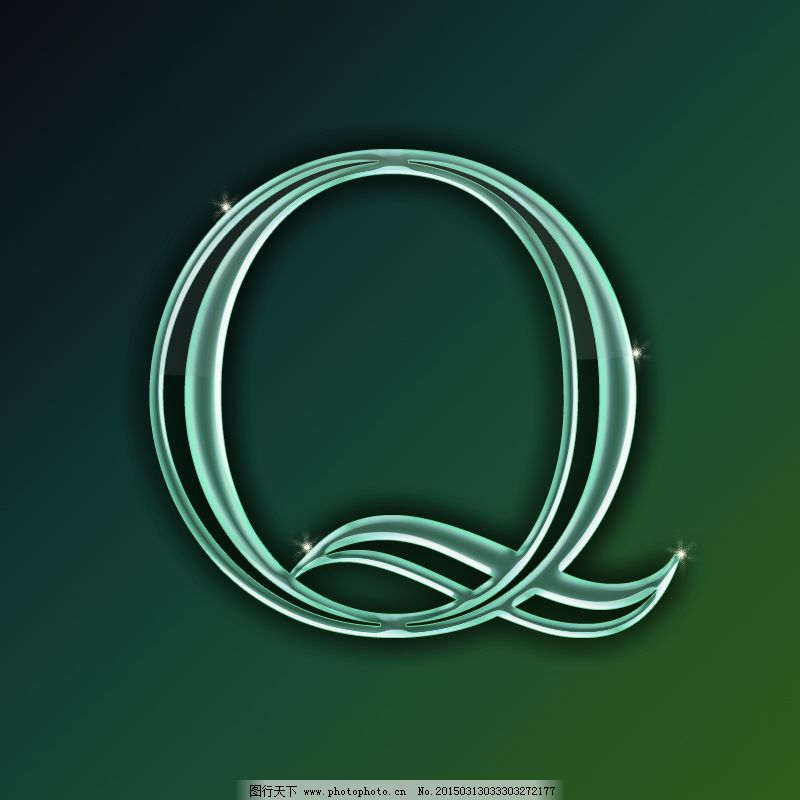 青色玻璃英文字母