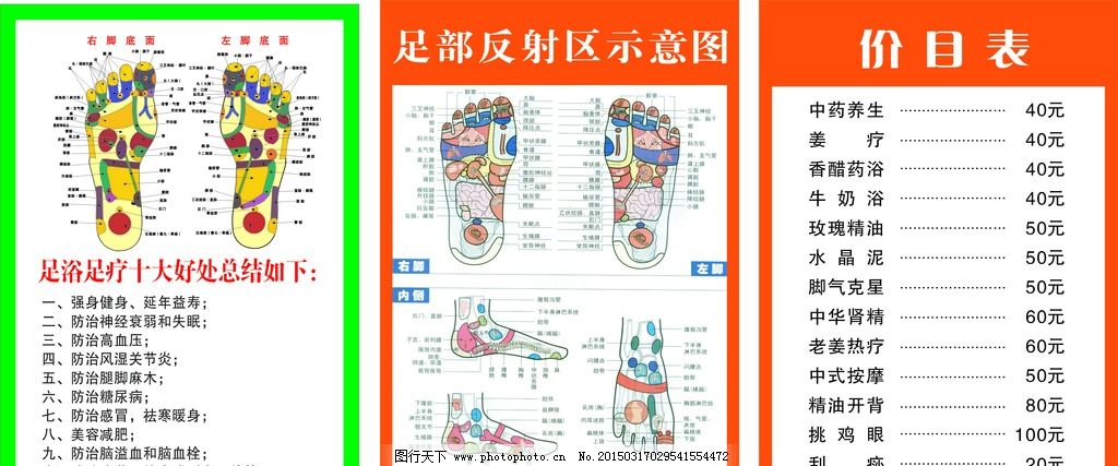 足浴图片,足部区示图 足疗十大好处 价目表 左脚