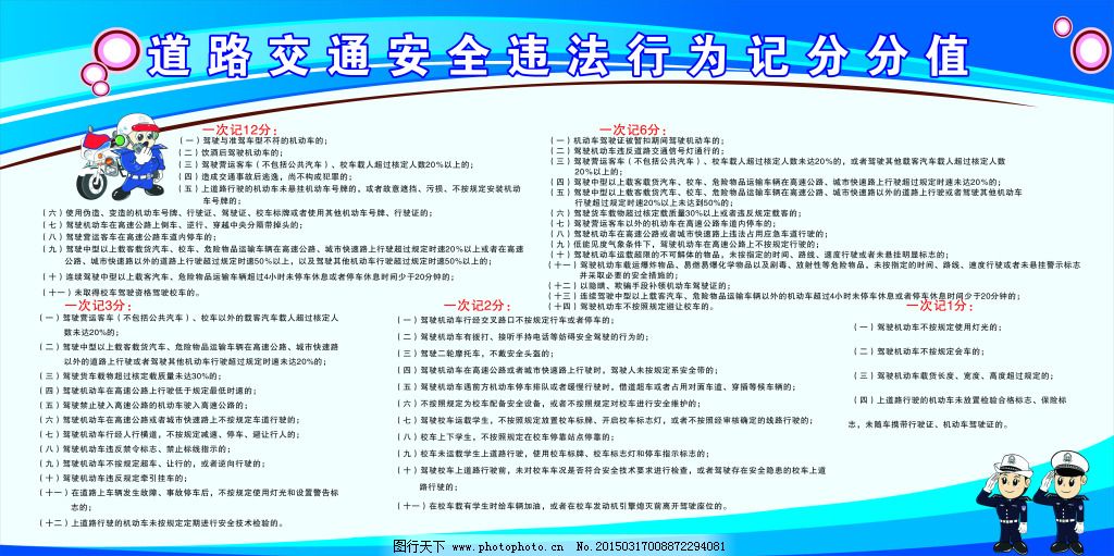 《道路交通安全违法行为代码及处罚标准》