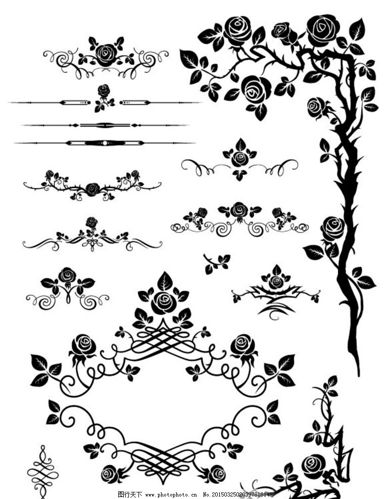 边框 玫瑰 花纹 欧式 花草 花纹 设计 底纹边框 花边花纹 eps