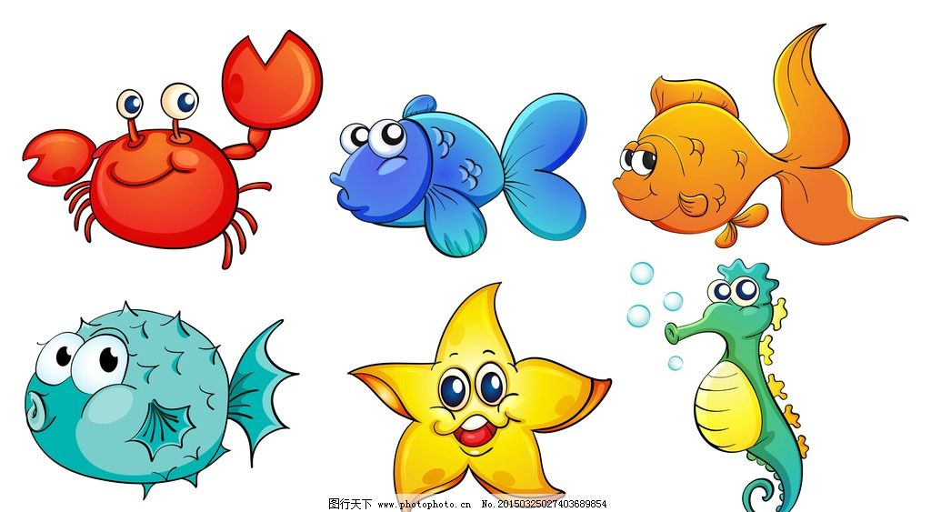 海洋生物 海星 鱼 海马 螃蟹 矢量 eps 设计 生物世界 海洋生物 eps图片