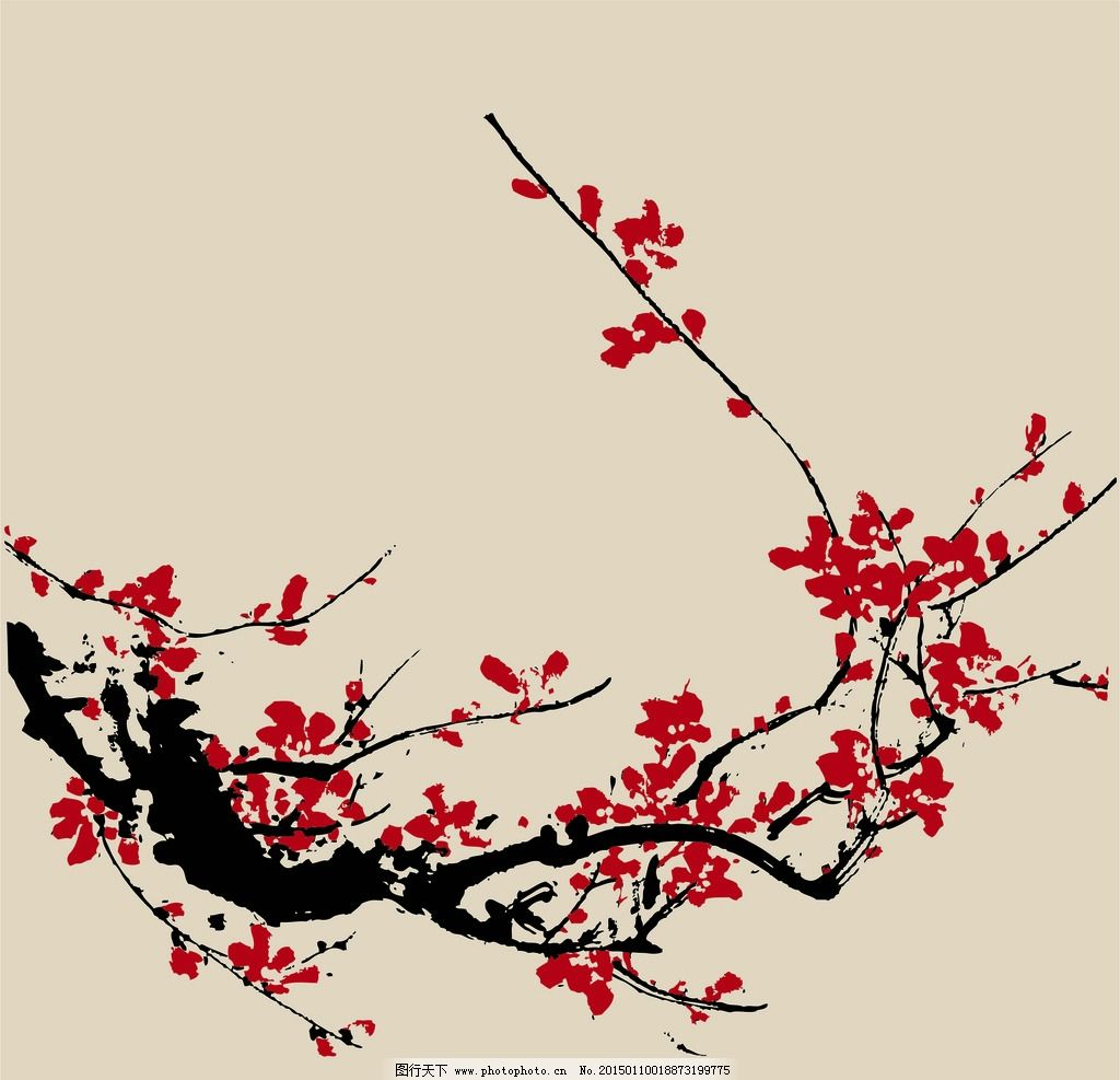 红色梅花花朵图片素材免费下载 - 觅知网